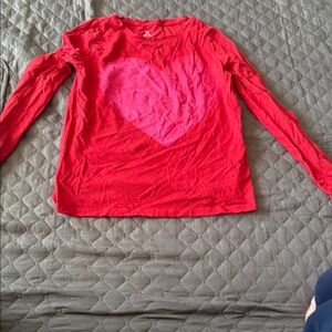 GAP Red Long Sleeve Tee with Pink Heart